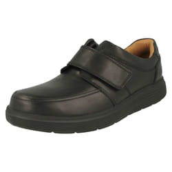Mens Clarks Hook & Loop Formal Moccasins Un Abode Strap - H Fit - UK 6, Black