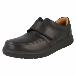 Mens Clarks Hook & Loop Formal Moccasins Un Abode Strap - H Fit - UK 7, Black