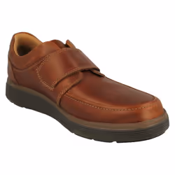 Mens Clarks Hook & Loop Formal Moccasins Un Abode Strap - Tan, UK 7