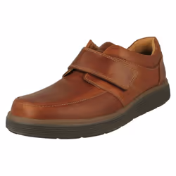 Mens Clarks Hook & Loop Formal Moccasins Un Abode Strap - Tan, UK 10