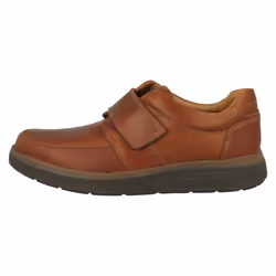 Mens Clarks Hook & Loop Formal Moccasins Un Abode Strap - Tan, UK 10