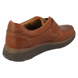 Mens Clarks Hook & Loop Formal Moccasins Un Abode Strap - Tan, UK 10