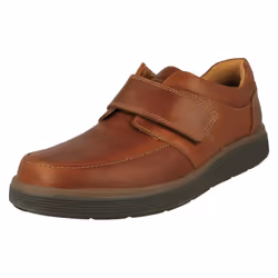 ) Mens Clarks Hook & Loop Formal Moccasins Un Abode Strap - H Fit - UK 8, Dark Tan (Brown