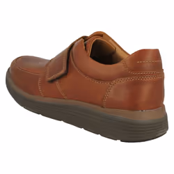 ) Mens Clarks Hook & Loop Formal Moccasins Un Abode Strap - H Fit - UK 13, Dark Tan (Brown