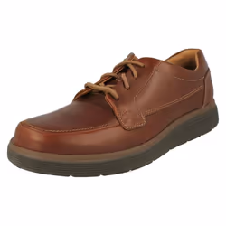 ) Mens Clarks Lace Up Formal Shoes Un Abode Ease - H Fit - UK 13, Dark Tan (Brown