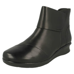 Ladies Clarks Ankle Boots Hope Track - E Fit - UK 3, Black
