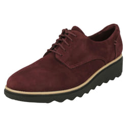) Ladies Clarks Smart Lace Up Shoes Sharon Noel - D Fit - UK 3, Burgundy (Red