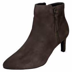 Ladies Clarks Heeled Ankle Boots Calla Blossom - D Fit - Brown, UK 8