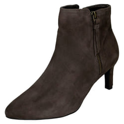 Ladies Clarks Heeled Ankle Boots Calla Blossom - D Fit - Brown, UK 8
