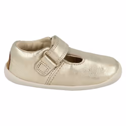 Girls Clarks T-Bar First Shoes Roamer Go - G Fit - Gold, UK 3 Infant
