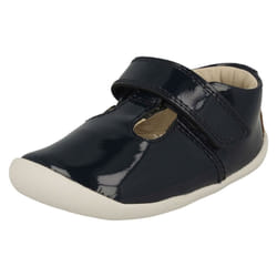 Girls Clarks T-Bar First Shoes Roamer Go - G Fit - Navy, UK 2 Infant