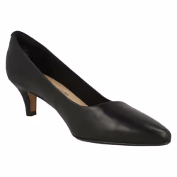 Ladies Clarks Pointed Toe Court Shoes Linvale Jerica - Black Leather - UK Size 3E - EU Size 35.5 - US Size 5.5W