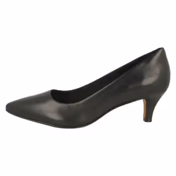 Ladies Clarks Pointed Toe Court Shoes Linvale Jerica - Black Leather - UK Size 3E - EU Size 35.5 - US Size 5.5W