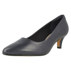 Ladies Clarks Pointed Toe Court Shoes Linvale Jerica - Navy, UK 7.5