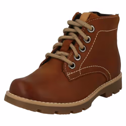 ) Boys Clarks Lace Up Detailed Ankle Boots Comet Rock - F Fit - UK 13 Child, Tan (Brown