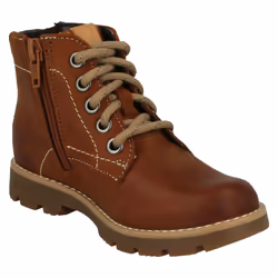 ) Boys Clarks Lace Up Detailed Ankle Boots Comet Rock - F Fit - UK 13 Child, Tan (Brown