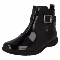 Girls Clarks Buckle Detailed Ankle Boots Venture Move - F Fit - UK 10.5 Child, Black