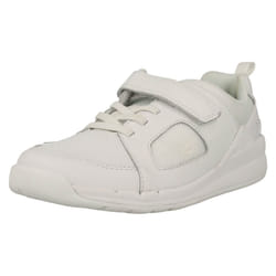 Boys Clarks Stylish Trainers Orbit Ride - F Fit - UK 13 Child, White