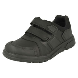 Boys Clarks Hook & Loop School Shoes Blake Street - H Fit - UK 7 Infant, Black
