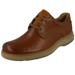 ) Mens Clarks Casual Shoes Un Ramble Lo - G Fit - UK 8, Dark Tan (Brown