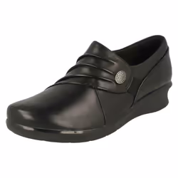 Ladies Clarks Wedge Heel Shoes Hope Roxanne - D Fit - Black, UK 5