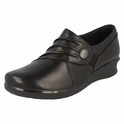 Ladies Clarks Wedge Heel Shoes Hope Roxanne - D Fit - Black, UK 7.5