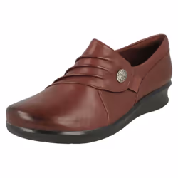 Ladies Clarks Wedge Heel Shoes Hope Roxanne - E Fit - Burgundy, UK 4