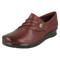 Ladies Clarks Wedge Heel Shoes Hope Roxanne - E Fit - Burgundy, UK 4