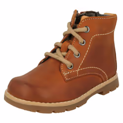 ) Infant Boys Clarks Lace Up Detailed Ankle Boots Comet Rock Inf - F Fit - UK 4 Infant, Tan (Brown