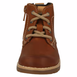 ) Infant Boys Clarks Lace Up Detailed Ankle Boots Comet Rock Inf - F Fit - UK 4 Infant, Tan (Brown