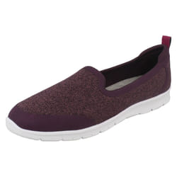) Ladies Clarks Slip On Sporty Loafers Step Allena Lo - D Fit - UK 4.5, Aubergine (Purple