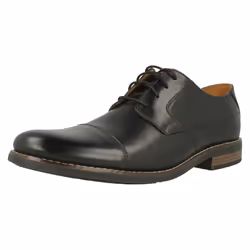 Mens Clarks Formal Lace Up Shoes Becken Cap - H Fit - UK 6, Black