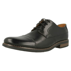 Mens Clarks Formal Lace Up Shoes Becken Cap - H Fit - UK 6, Black
