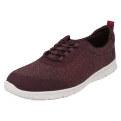 ) Ladies Clarks Elasticated Fastener Sports Trainers Step Allena Bay - D Fit - UK 3, Aubergine (Purple