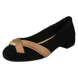 Ladies Clarks Stylish Cross Detailed Shoes Rosabella Moon - D Fit - UK 3, Black