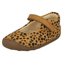 Girls Clarks Casual First Shoes Tiny Mist - G Fit - Tan, UK 5.5 Infant