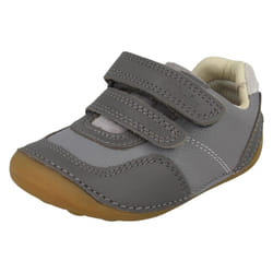 Girls Clarks Casual First Shoes Tiny Mist - F Fit - Grey, UK 3 Infant