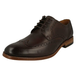 ) Mens Clarks Formal Brogue Detailed Shoes James Wing - G Fit - UK 8, Dark Brown (Brown
