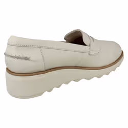 Ladies Clarks Casual Slip On Wedge Shoes Sharon Ranch - D Fit - UK 7.5, White