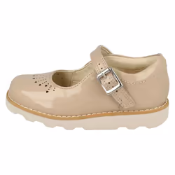) Girls Clarks Cut Out Detailed Shoes Crown Jump - F Fit - UK 11.5 Child, Blush (Beige