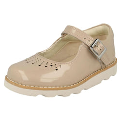) Girls Clarks Cut Out Detailed Shoes Crown Jump - F Fit - UK 12 Child, Blush (Beige