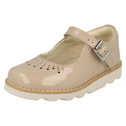 ) Girls Clarks Cut Out Detailed Shoes Crown Jump - F Fit - UK 12.5 Child, Blush (Beige