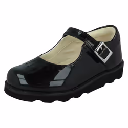 Girls Clarks Cut Out Detailed Shoes Crown Jump - F Fit - Black, UK 5.5 Infant