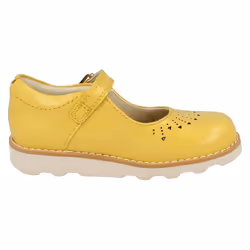Girls Clarks Cut Out Detailed Shoes Crown Jump - F Fit - UK 5 Infant, Yellow