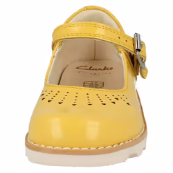 Girls Clarks Cut Out Detailed Shoes Crown Jump - F Fit - UK 5 Infant, Yellow