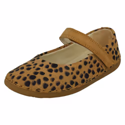 Girls Clarks Mary Jane Styled Shoes Skylark Tap - G Fit - Animal Print, UK 7 Infant
