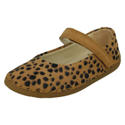 Girls Clarks Mary Jane Styled Shoes Skylark Tap - G Fit - Animal Print, UK 7 Infant