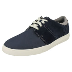 ) Mens Clarks Casual Lace Up Shoes Landry Edge - G Fit - UK 6, Navy (Blue
