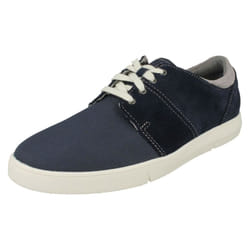 ) Mens Clarks Casual Lace Up Shoes Landry Edge - G Fit - UK 8, Navy (Blue