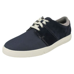 ) Mens Clarks Casual Lace Up Shoes Landry Edge - G Fit - UK 8.5, Navy (Blue